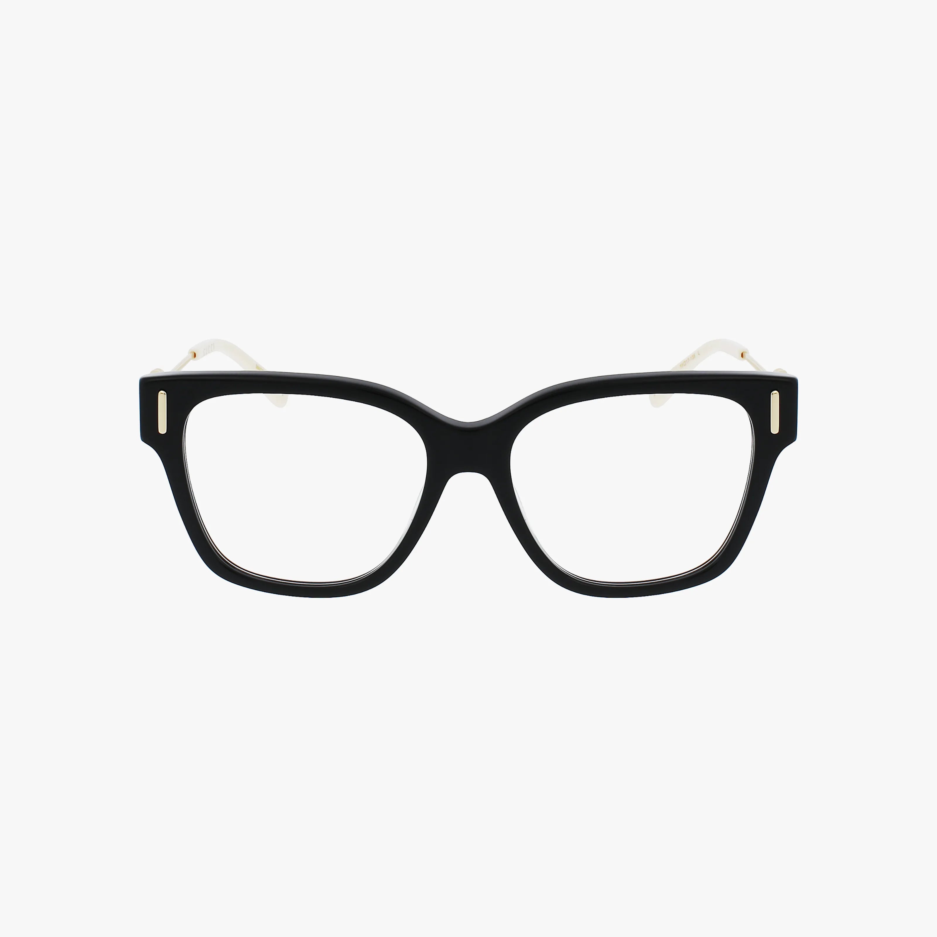 The GG1204O features black rectangular designer frames with a thick, classic, and minimalist design. Shown from the front against a white background, these iconic Gucci glasses showcase slightly visible temples for timeless style.