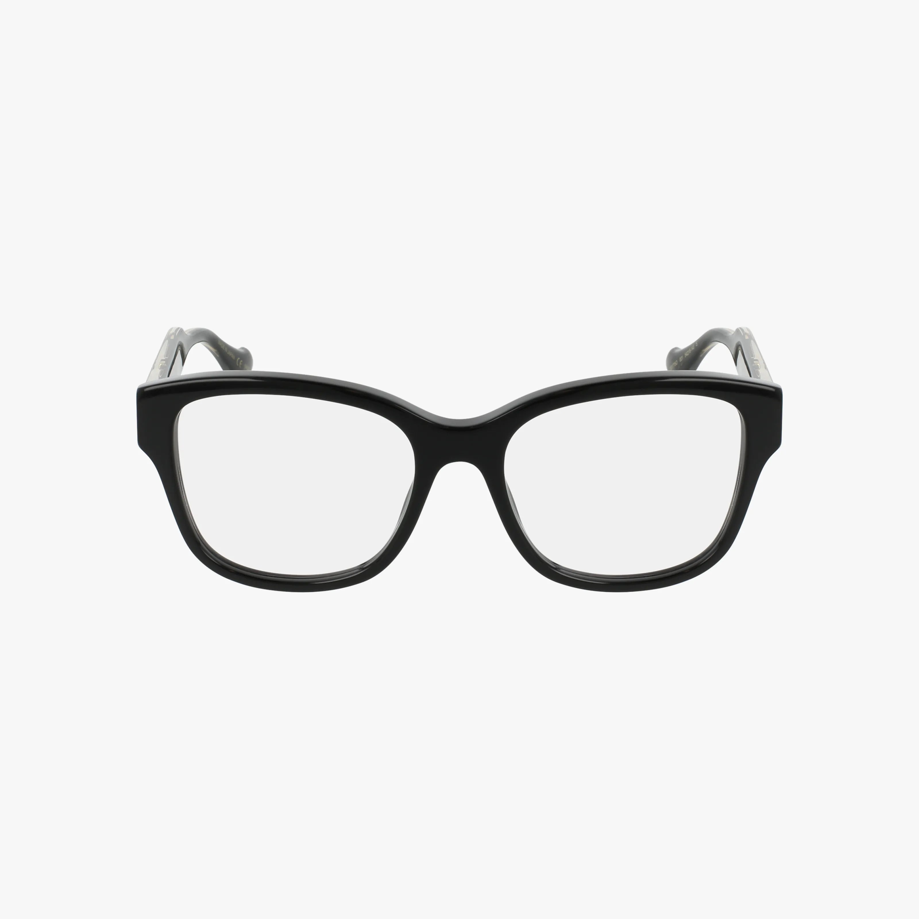 A pair of GG1775O black rectangular eyeglasses with a stylish frame and clear lenses, shown front-facing against a plain white background.