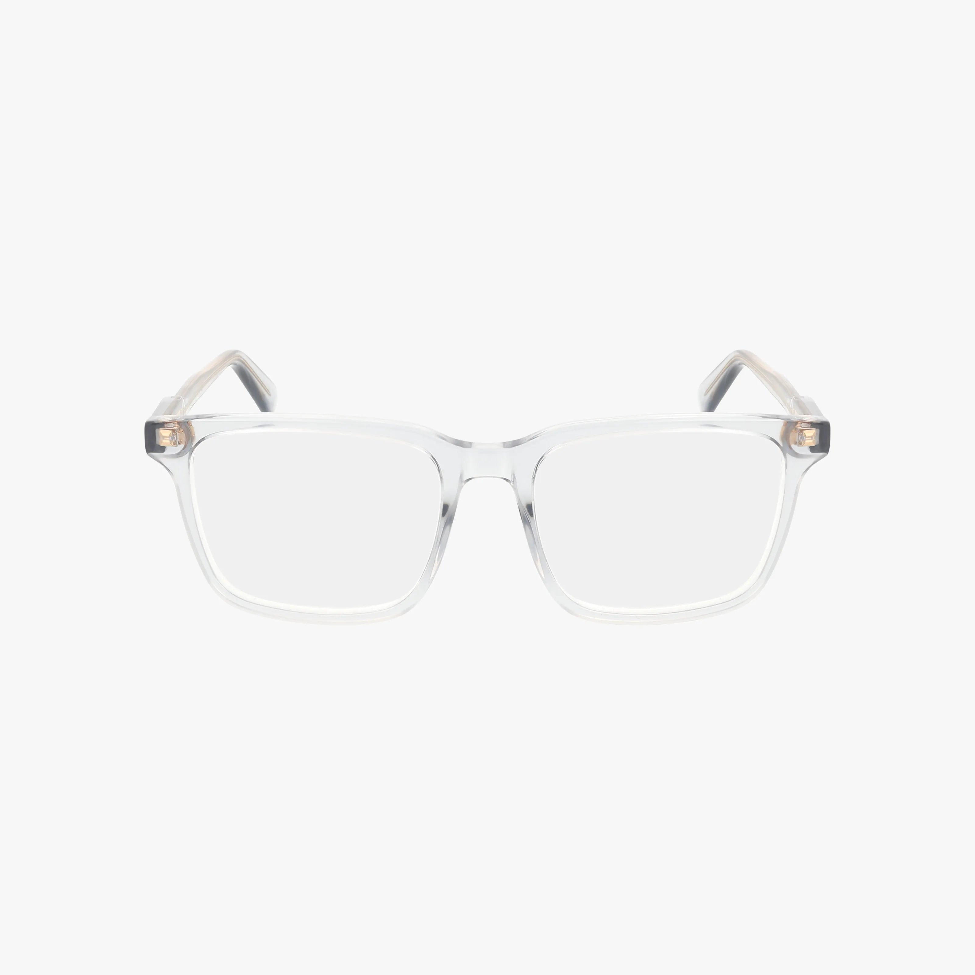 The GG1120O features a sturdy, clear rectangular frame with slightly angled arms and a transparent design—versatile eyeglasses displayed on a plain white background.
