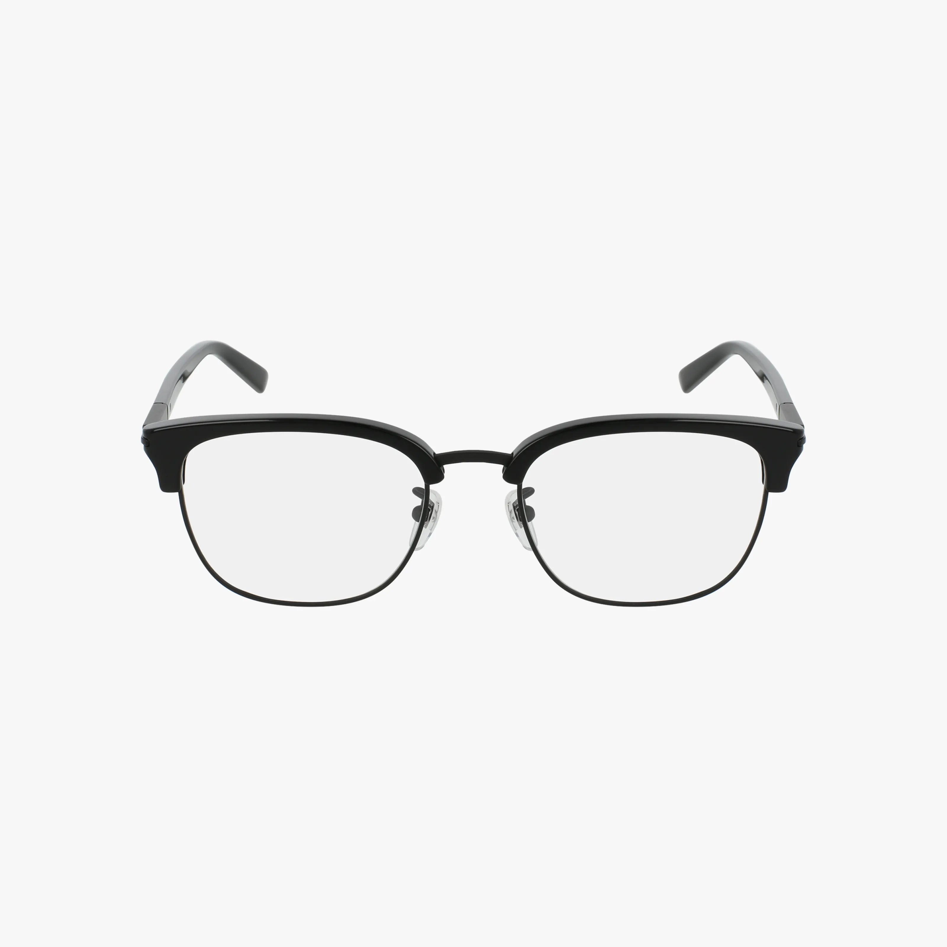 The GG1901OA is a pair of black-rimmed elegant eyewear with clear lenses and silver accents, showcased on a plain white background.