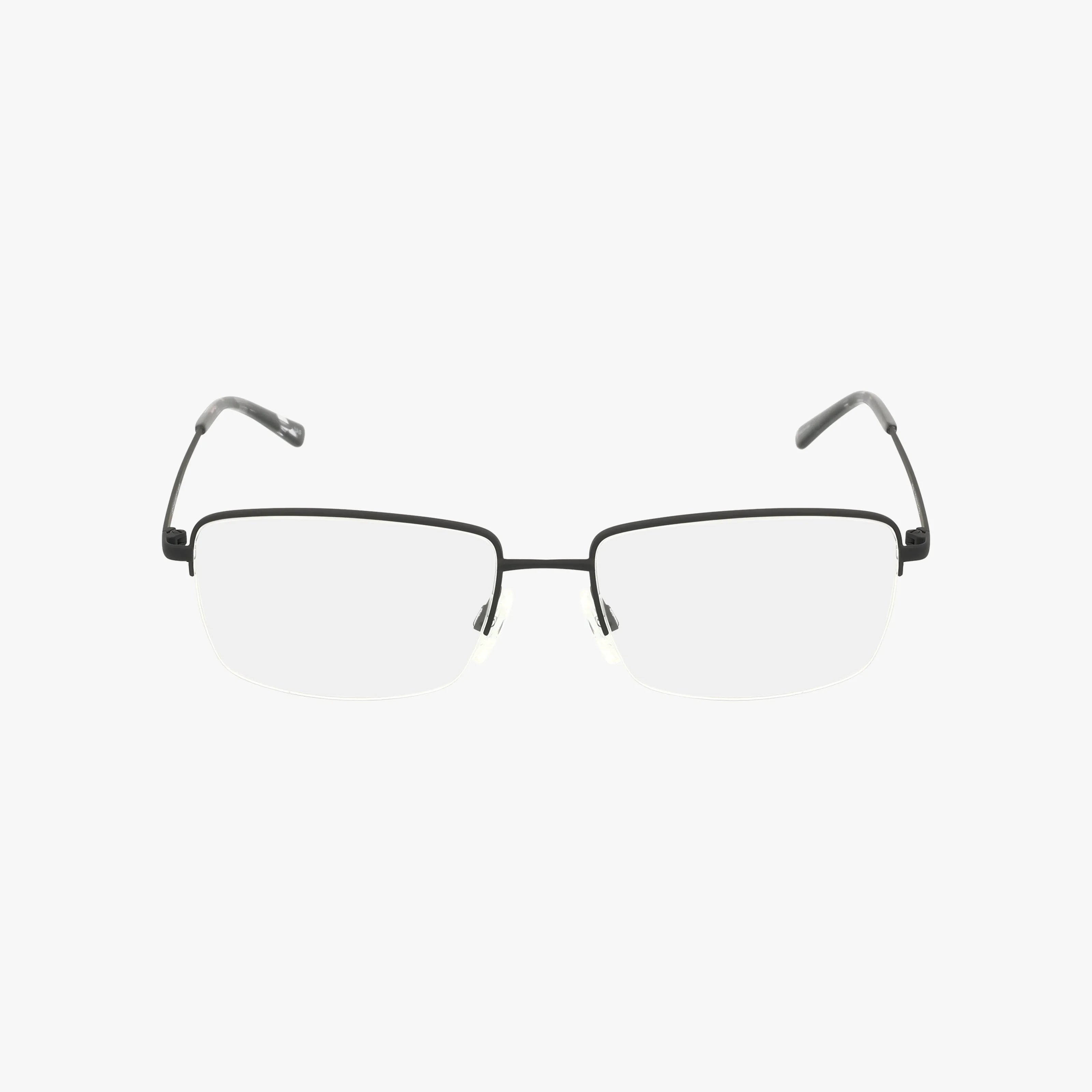 The ANF372 features rectangular, rimless eyeglasses with a lightweight frame, thin black metal arms, and clear lenses, displayed on a white background. Ideal for everyday wear.
