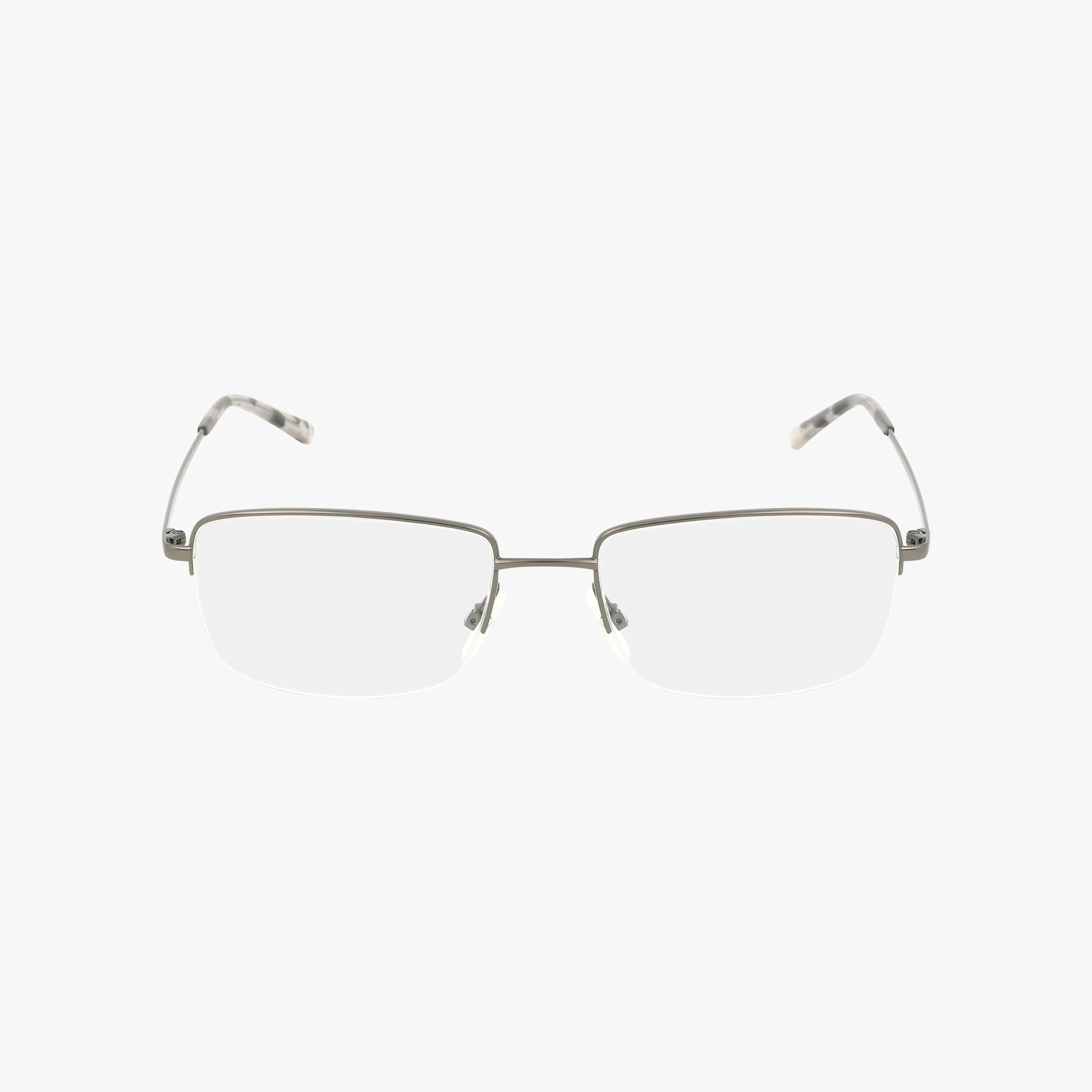 The ANF372 eyeglasses feature a rectangular, rimless design with a lightweight frame, slender silver metal arms, and clear plastic temple tips, perfect for daily wear and showcased against a plain white background.