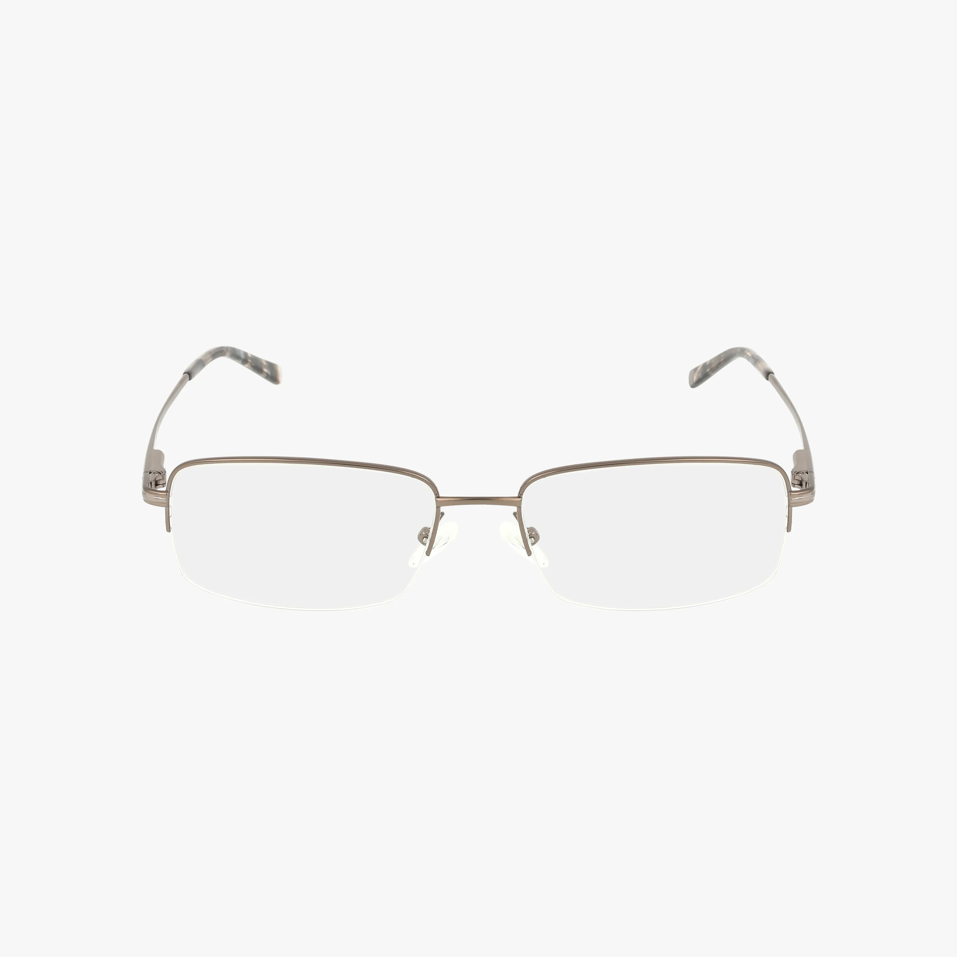 The ANF324 eyeglasses are rectangular, silver metal frames with clear lenses and a stylish, well-balanced design, displayed on a white background.
